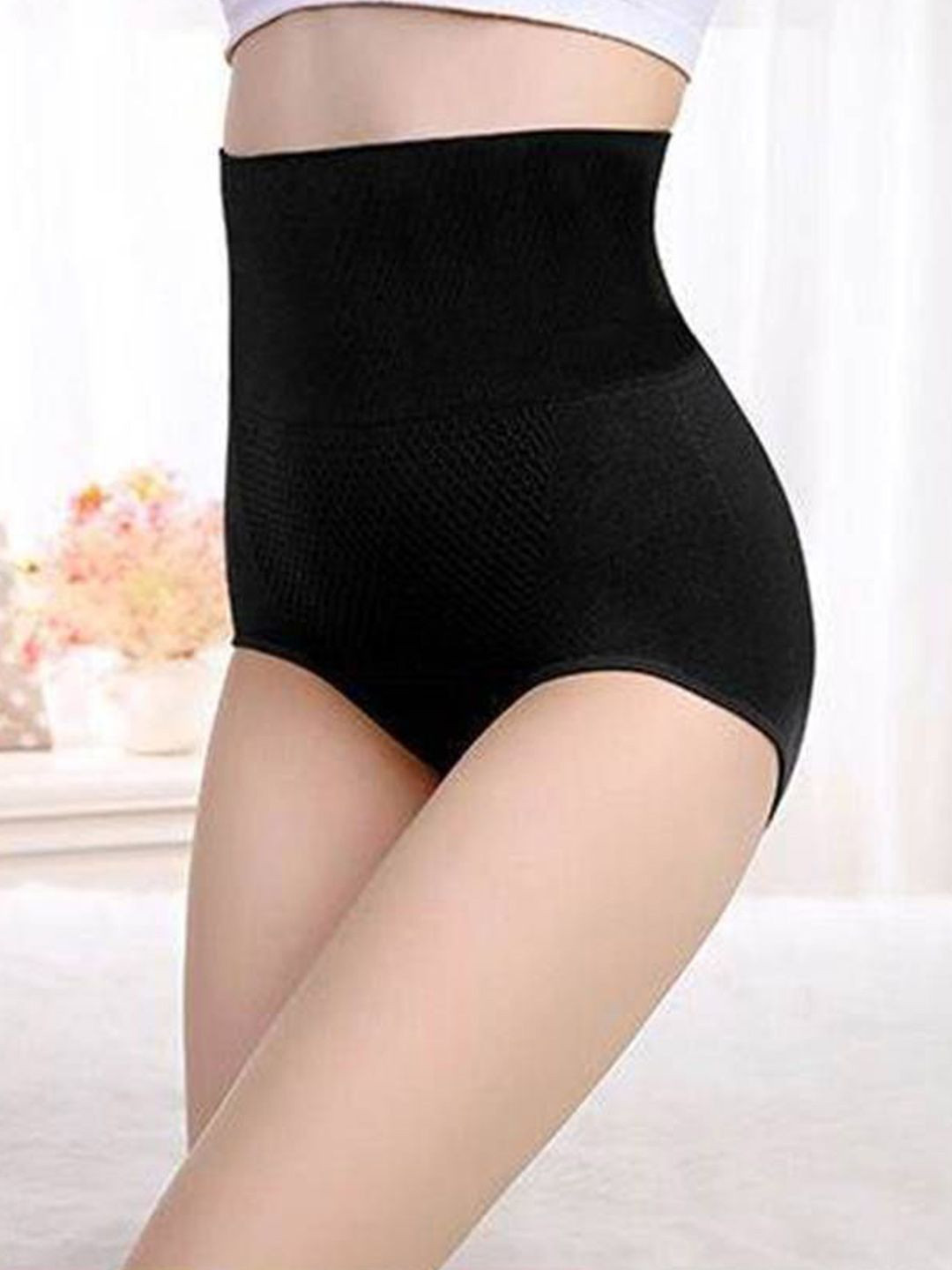 JETVELI Women Black Cotton Seamless High Waist Tummy Tucker Body Shapewear Panty