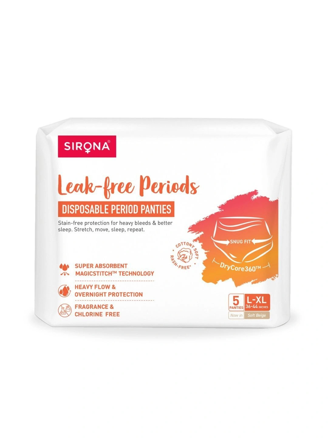 Sirona Super Absorbent 360 Degree Protection Disposable Period Panties L-XL - 5 Pcs