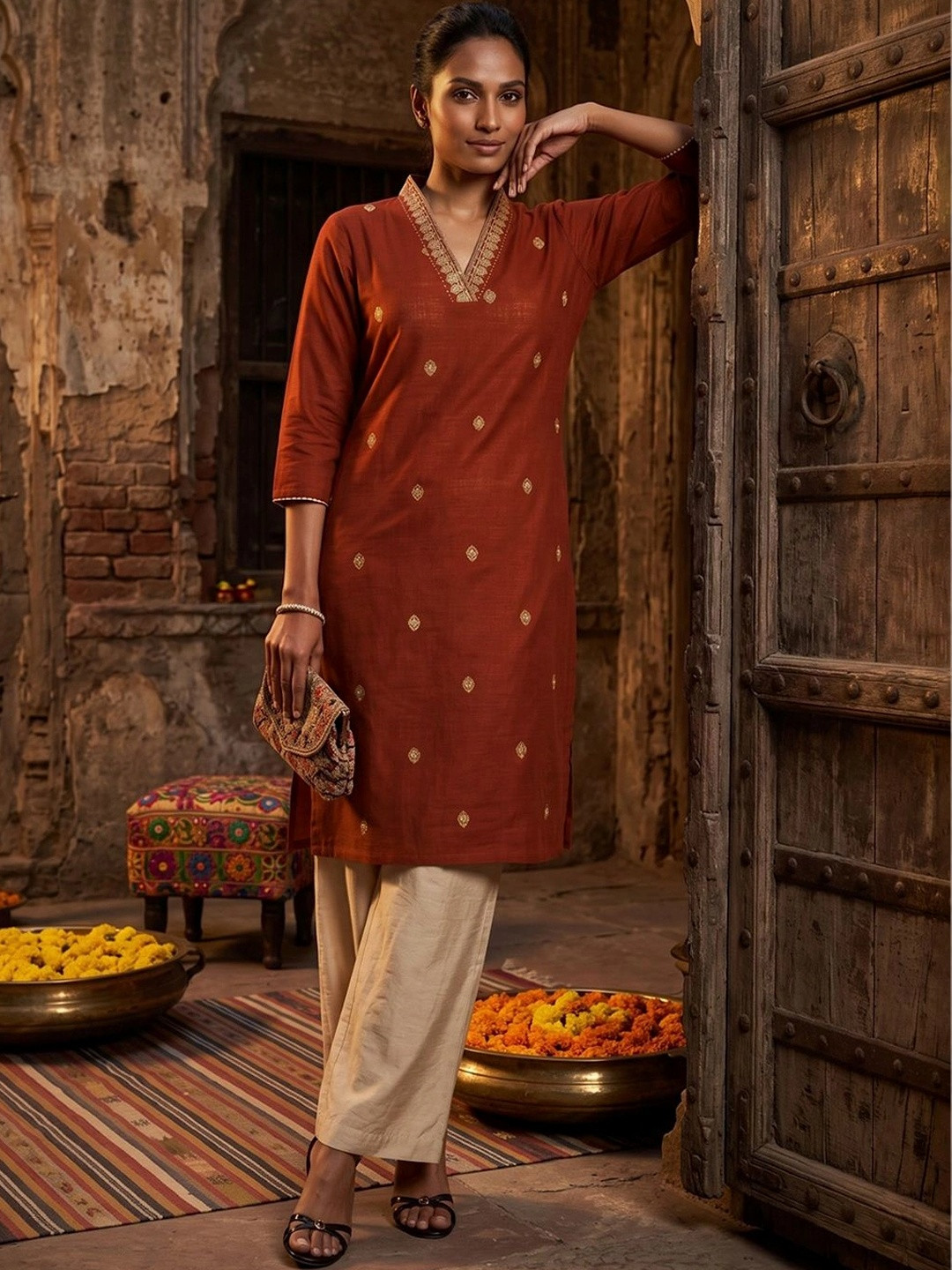 max Women Embroidered Thread Work Kurta