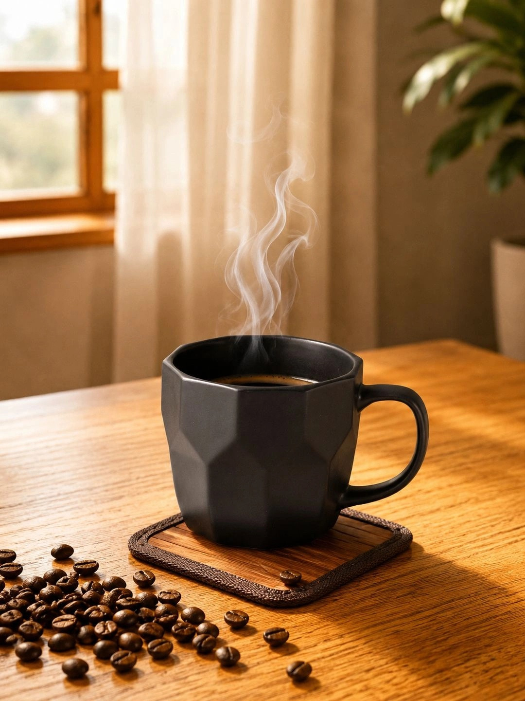 MARKET99 Charcoal Black Textured Ceramic Coffee Mug - 370 ml