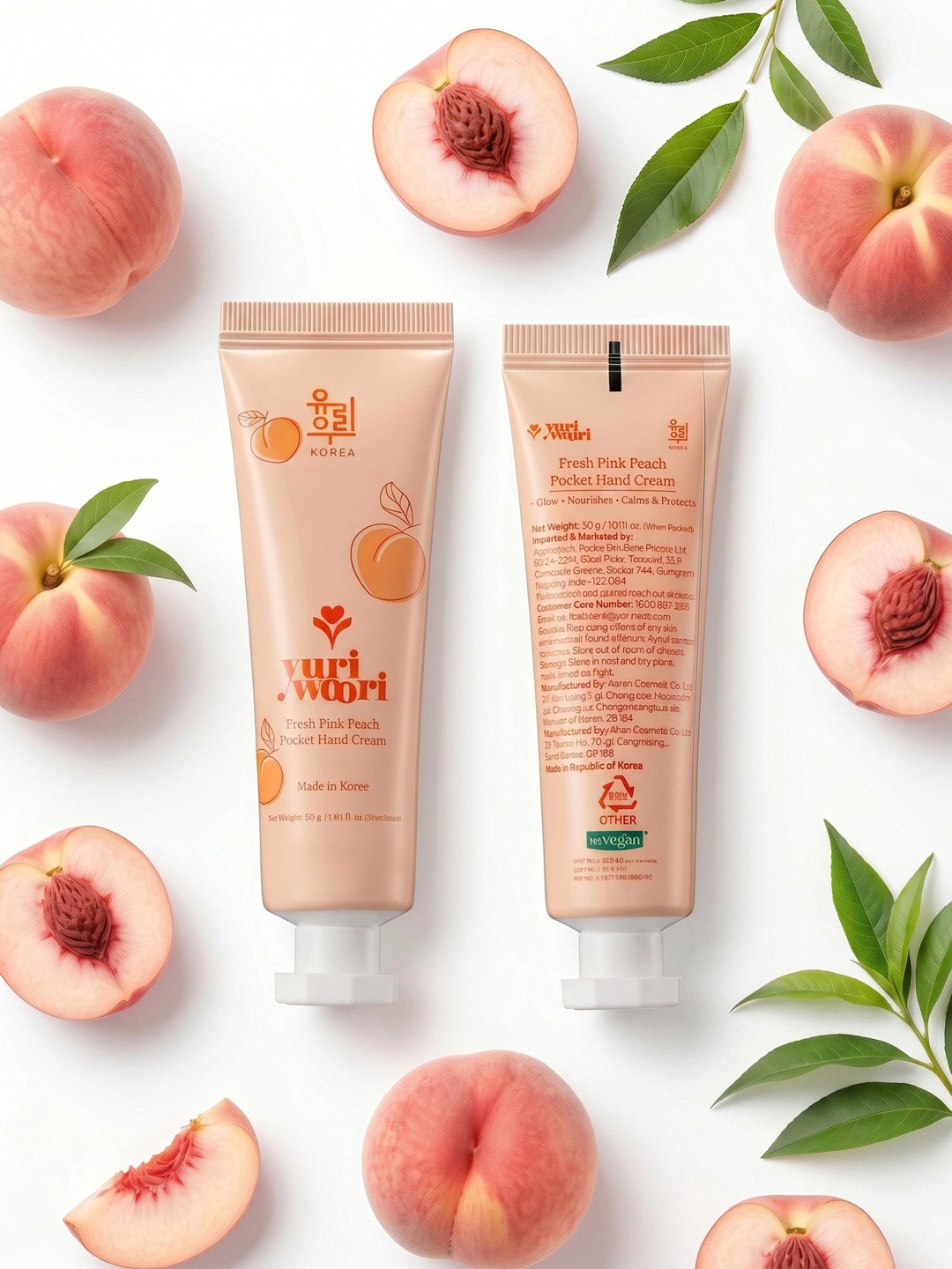 yuri woori Peach Hand Cream 30ml Brightening Nourishing Non Greasy