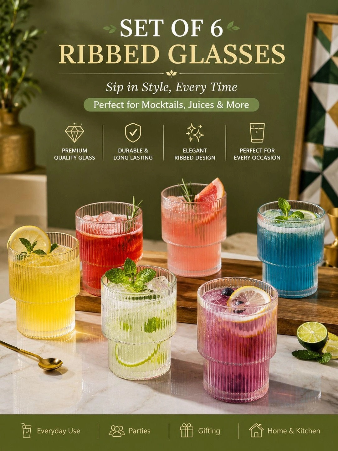 Bellemax Transparent 6 Easy to Clean Glass Water Glass