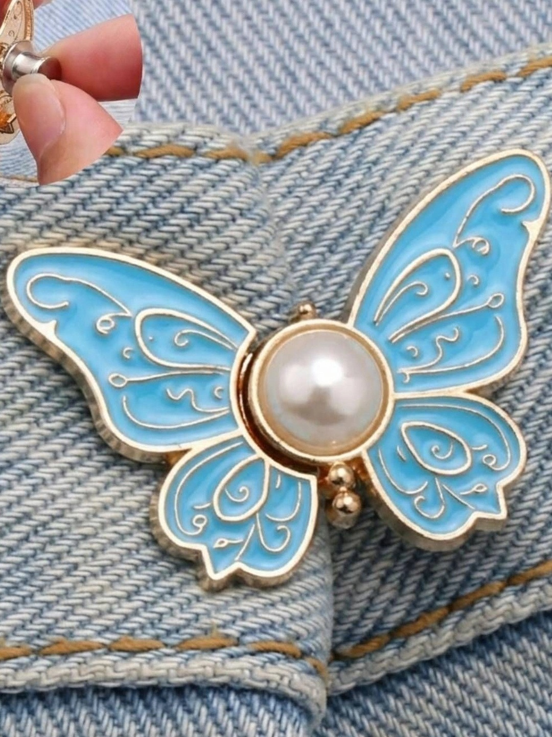 Fabme Women No Sewing Butterfly Button Reusable Metal Adjustable Waist Tightener