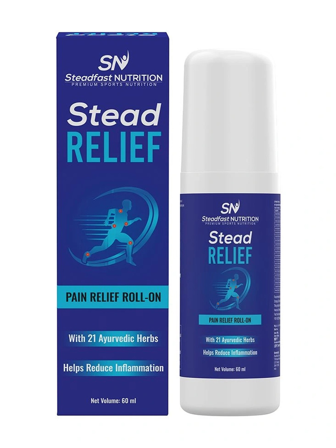 Steadfast Nutrition Stead Relief Fast Acting & Inflammation Pain Relief Roll On 60Ml