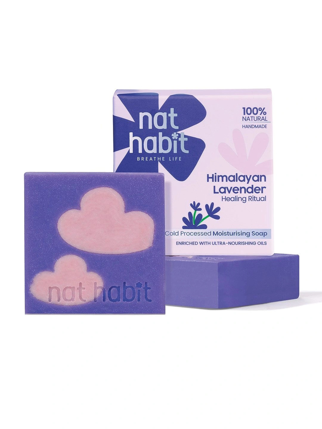 Nat Habit Set Of 2 Cold Processed Himalayan Lavender Soap- 125 g Each