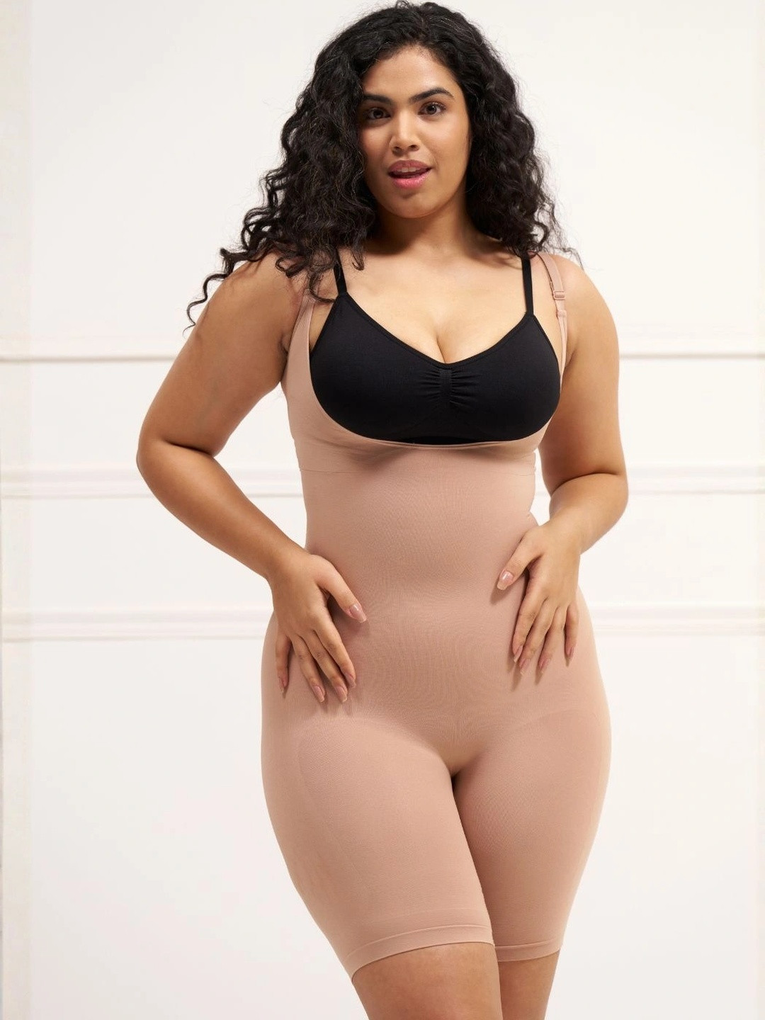 Underneat Women Open Bust Butt Lifting Bodysuit with Tummy Sculpting for Low Necklines