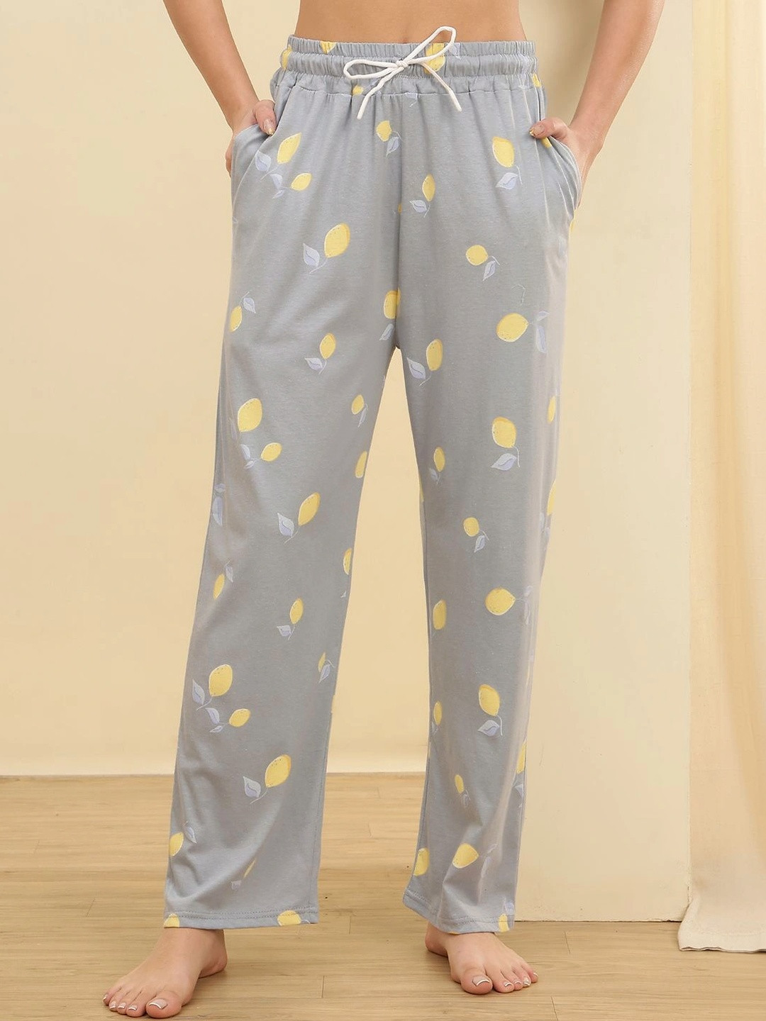 Valles365 by S.C. Printed Cotton Mid-Rise Straight Lounge Pants