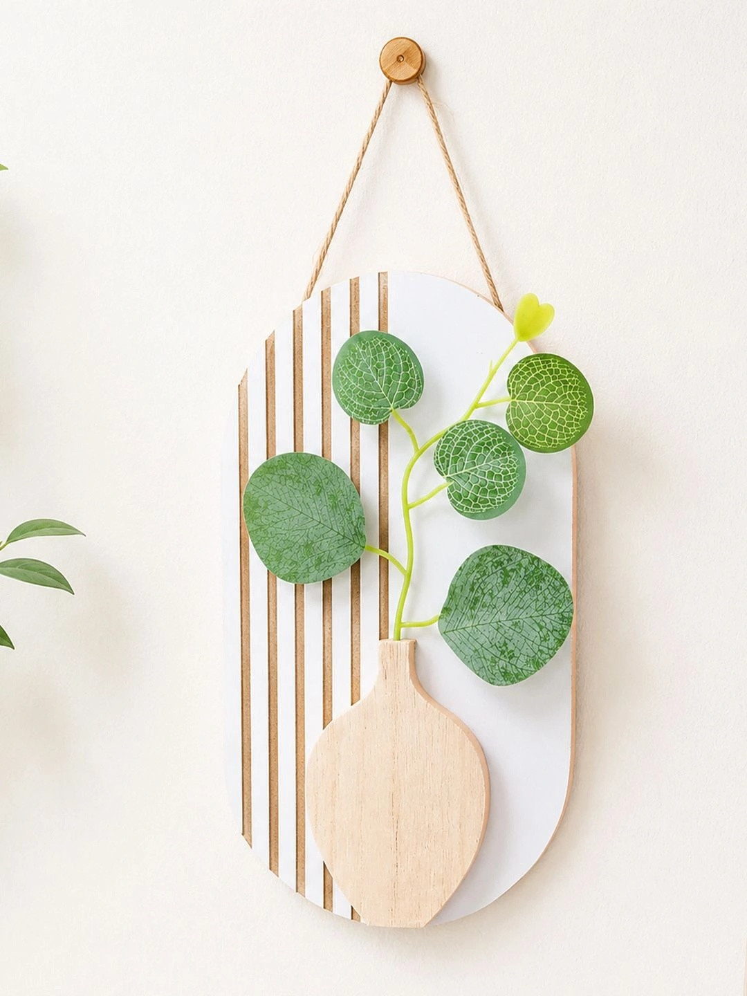 Art Street White & Green Textured Wooden Eco Friendly Wall Hangings