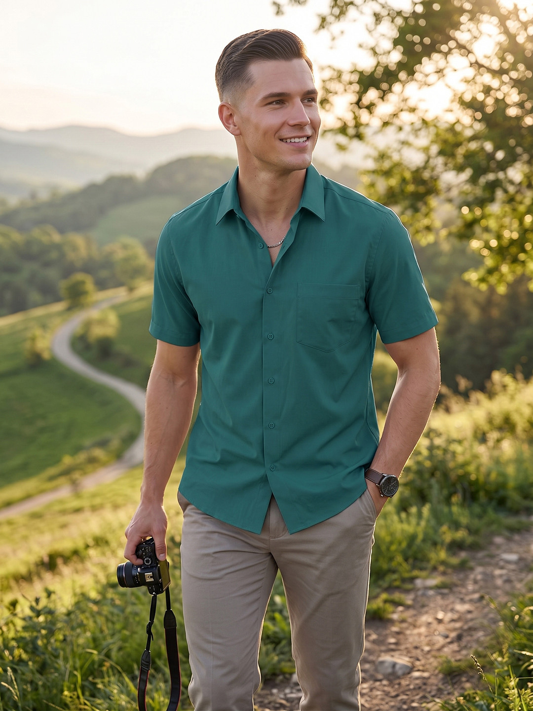 The Roadster Lifestyle Co Pure Cotton Spread Collar Shirt