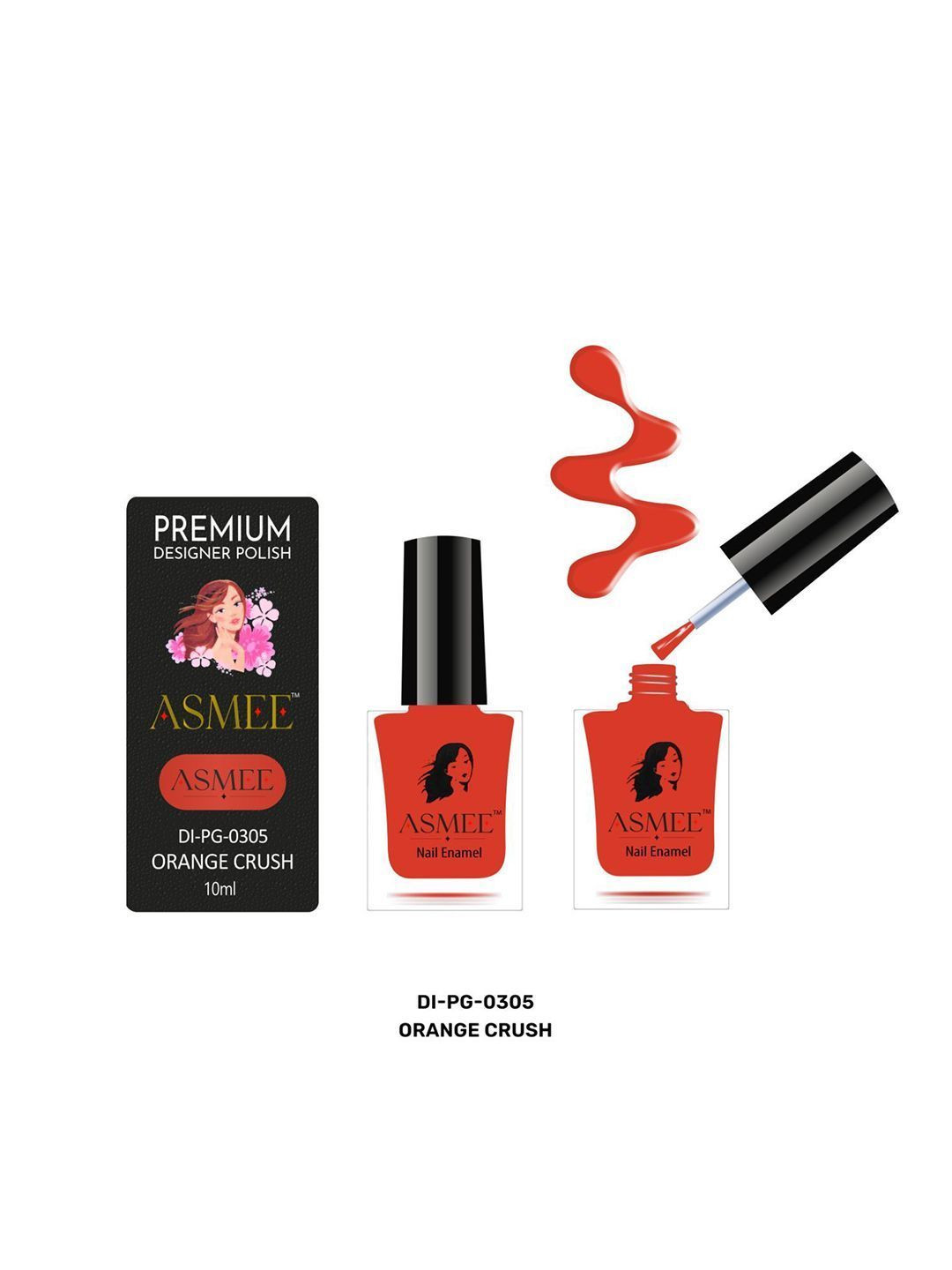 ASMEE Premium Glossy Gel Nail Enamel - 10 ml - Orange Crush DI-PG-0305