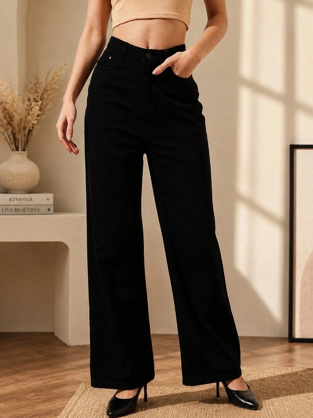 AKACY Women Straight Fit High-Rise Stretchable Jeans