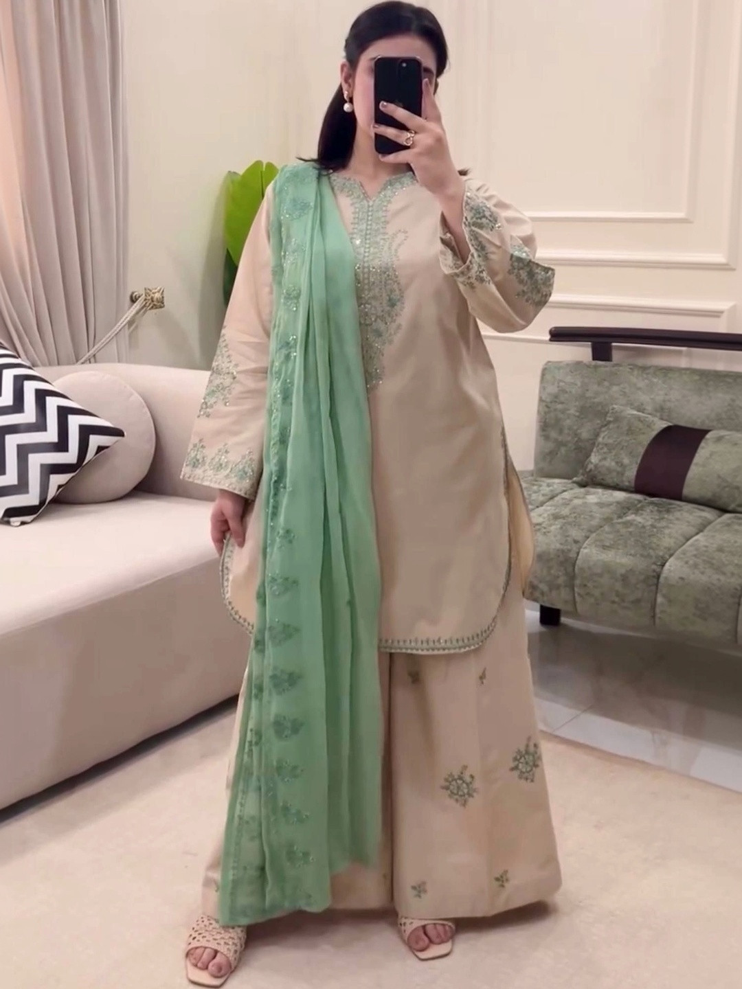 NILHARI Ethnic Motifs Embroidered Sequinned Sequinned Kurti