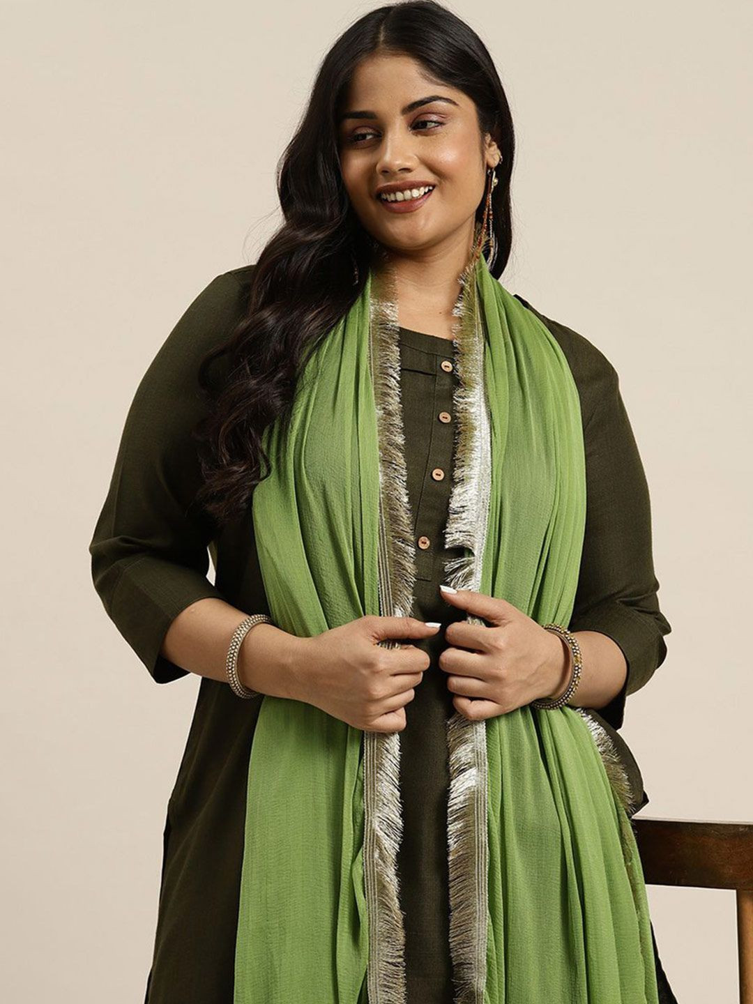 Varanga Fringed Border Chiffon Dupatta
