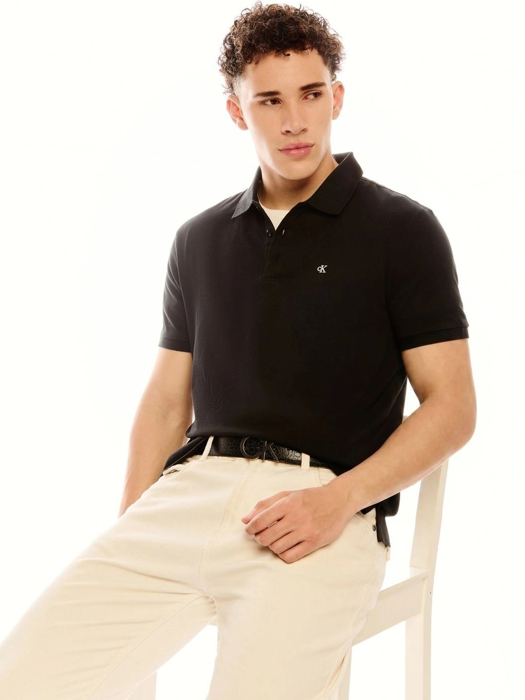 Calvin Klein Jeans Men Brand Logo Polo Collar T-shirt