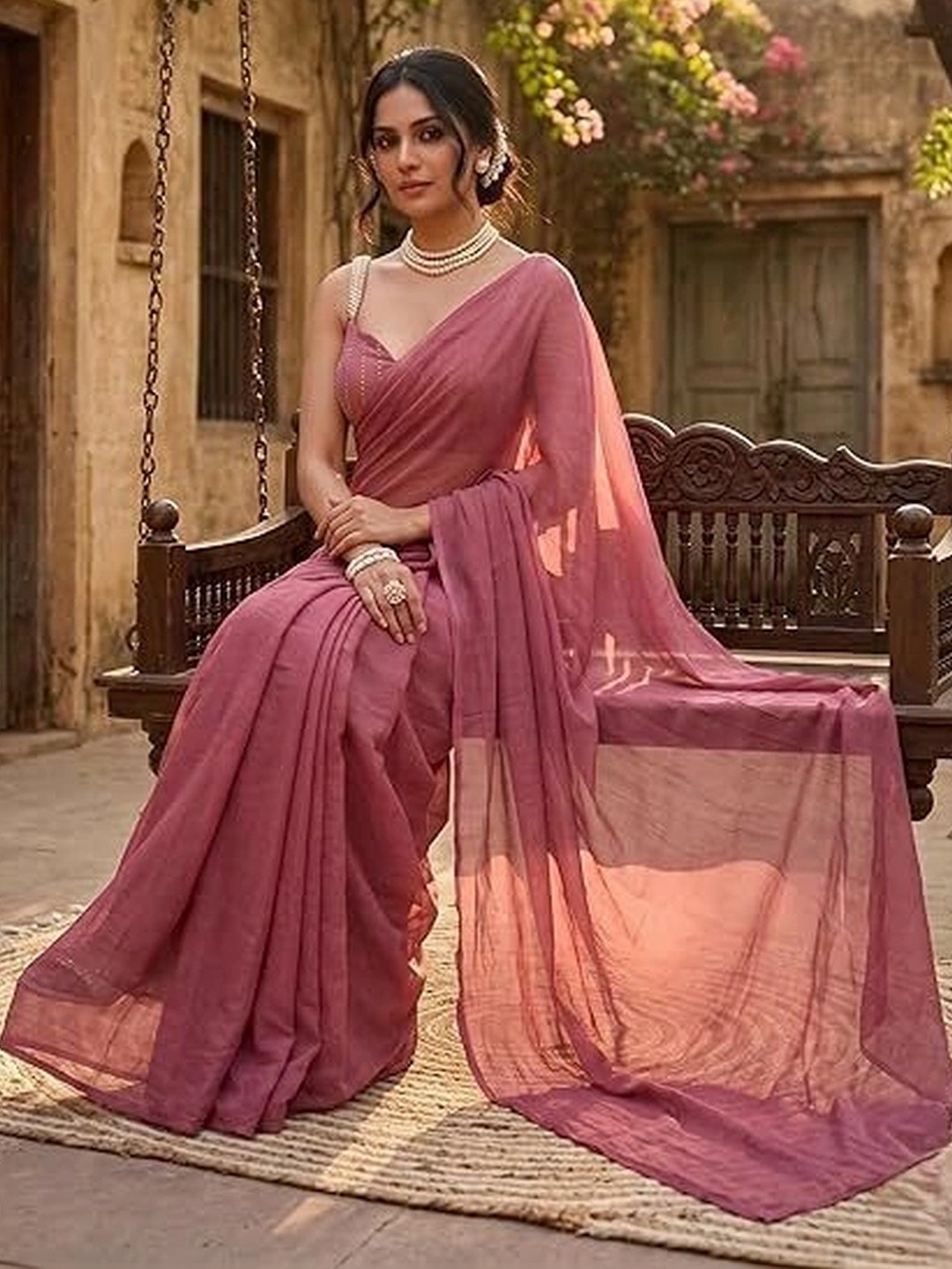 Riddhi Textile Hub Pure Chiffon Saree