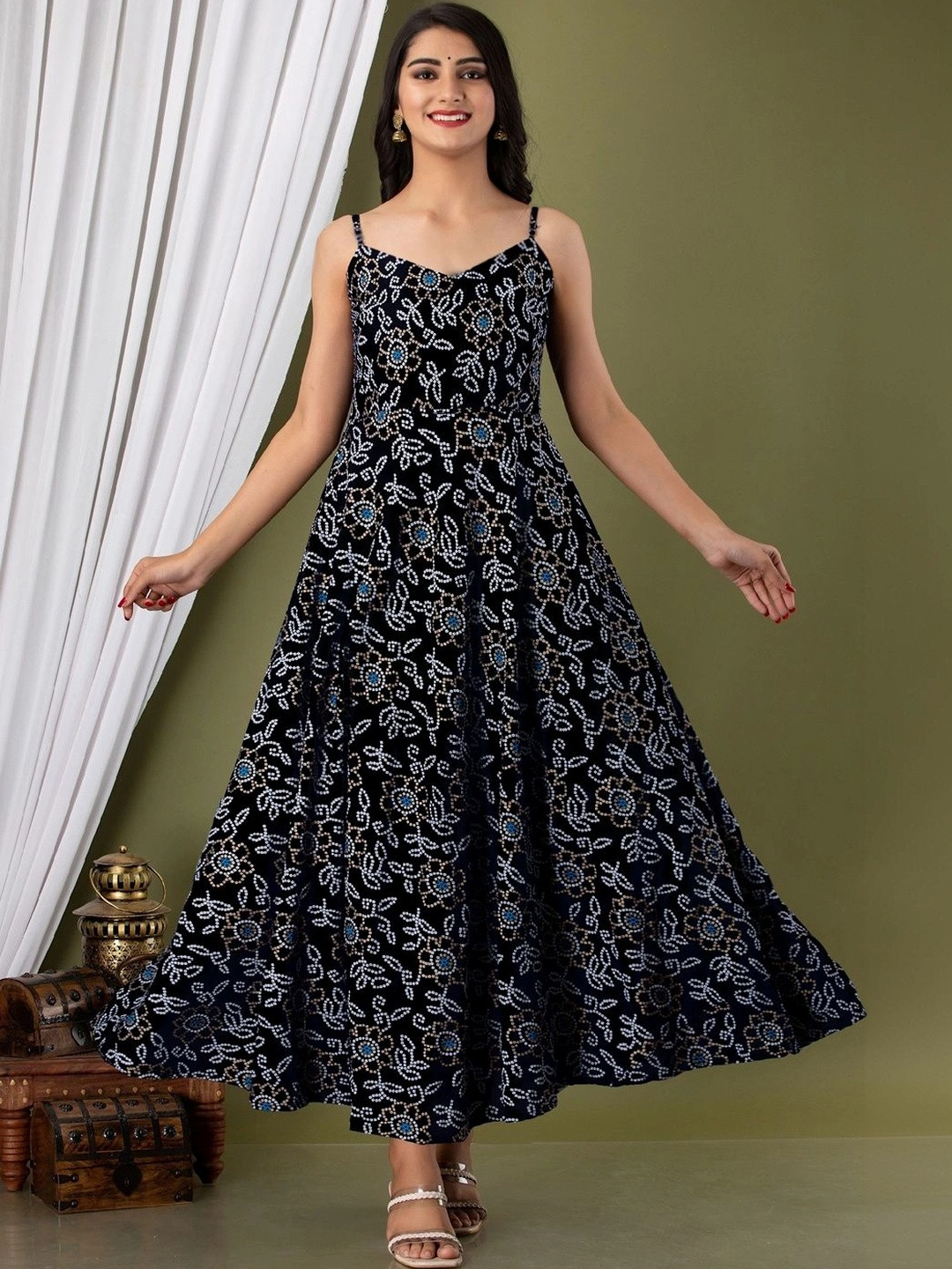 LIAPARO Ethnic Motifs Print A-Line Maxi Dress