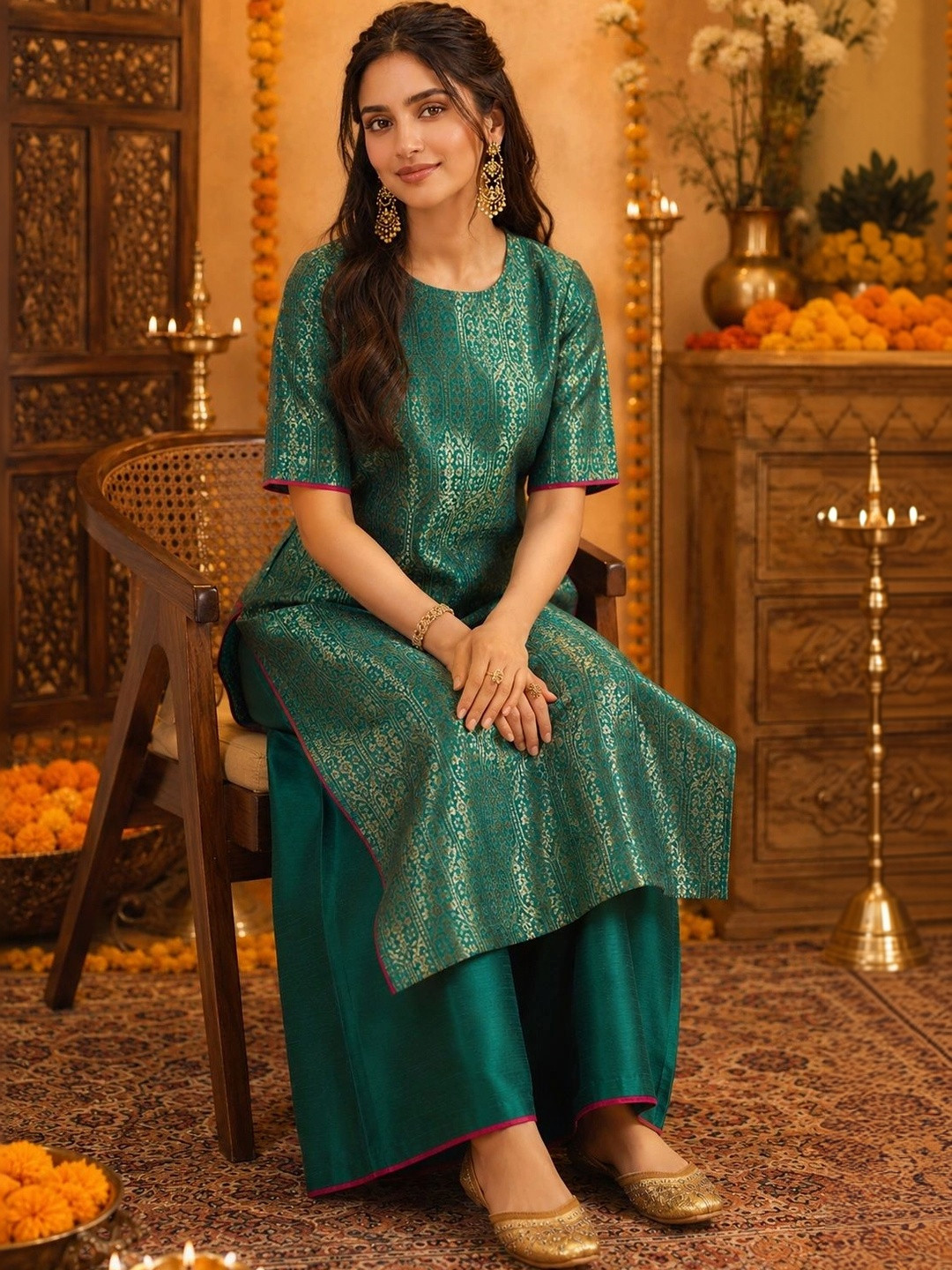 Anouk Women Regular Kurta with Palazzos