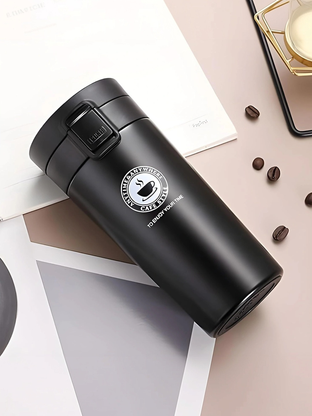 Kraftobotic Black & White Single Stainless Steel Brand Logo Water Bottle