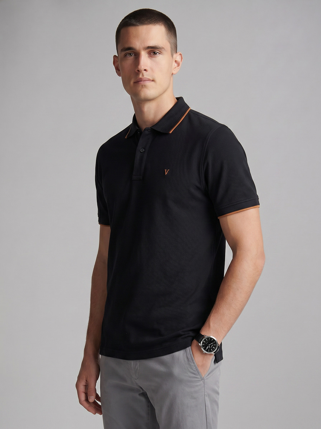 Van Heusen Textured Polo Collar T-shirt