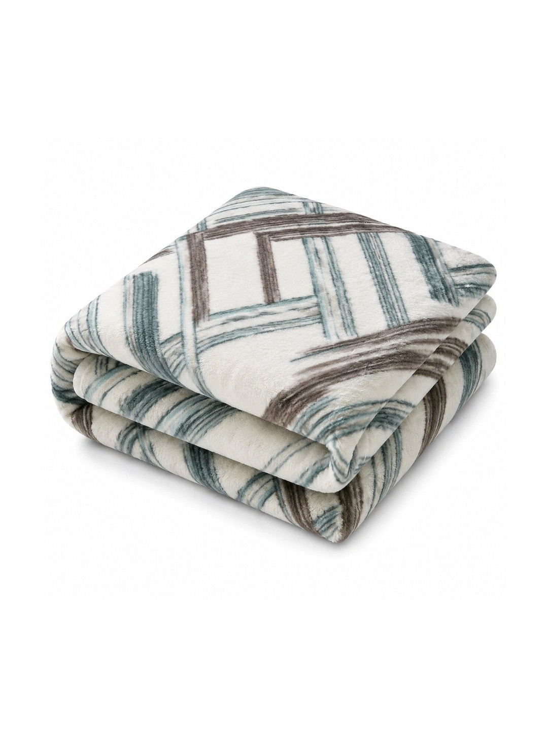 Nivasam Off White & Blue Fleece AC Room 300 GSM Blanket