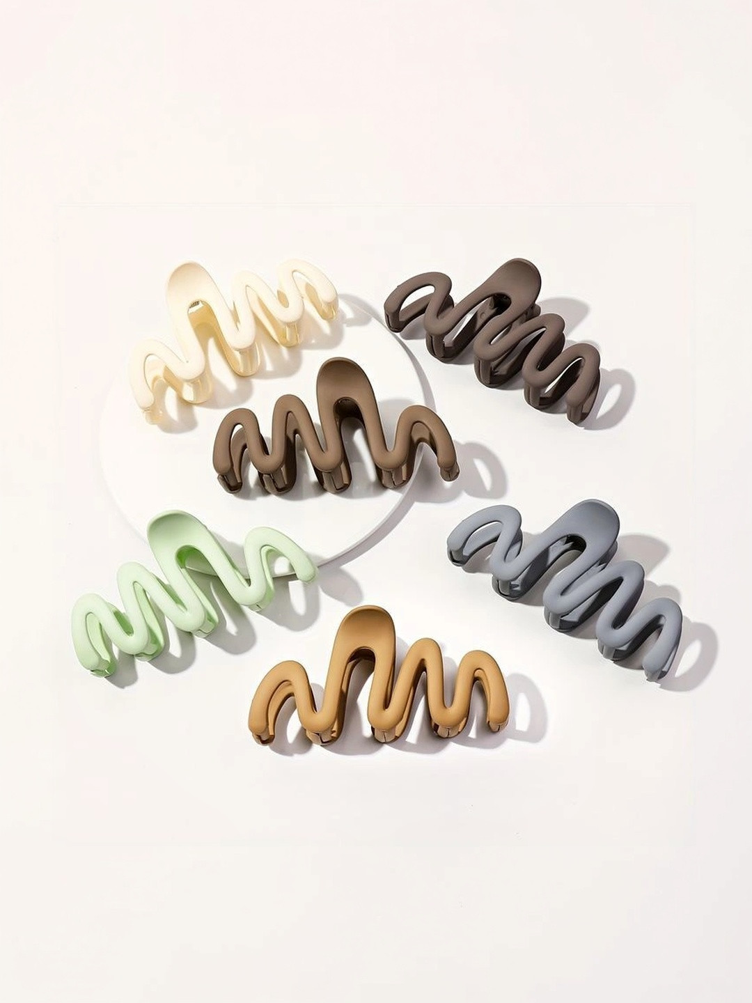 PRITYKA Women Set of 4 Claw Clip Wavy Design Multi Color Clutcher Zig Zag Shape