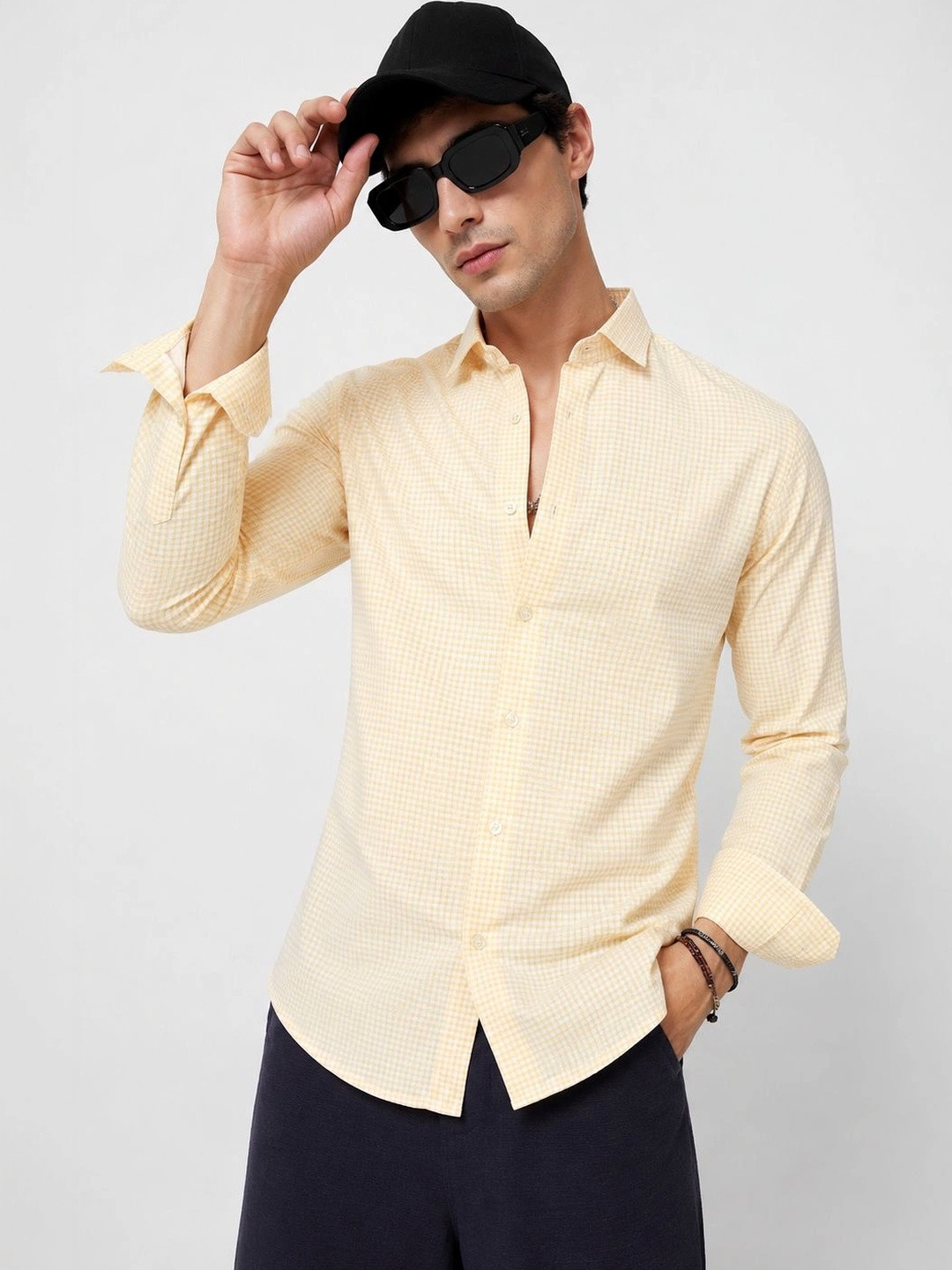 HERE&NOW Men Standard Slim Fit Micro Checks Checked Casual Shirt