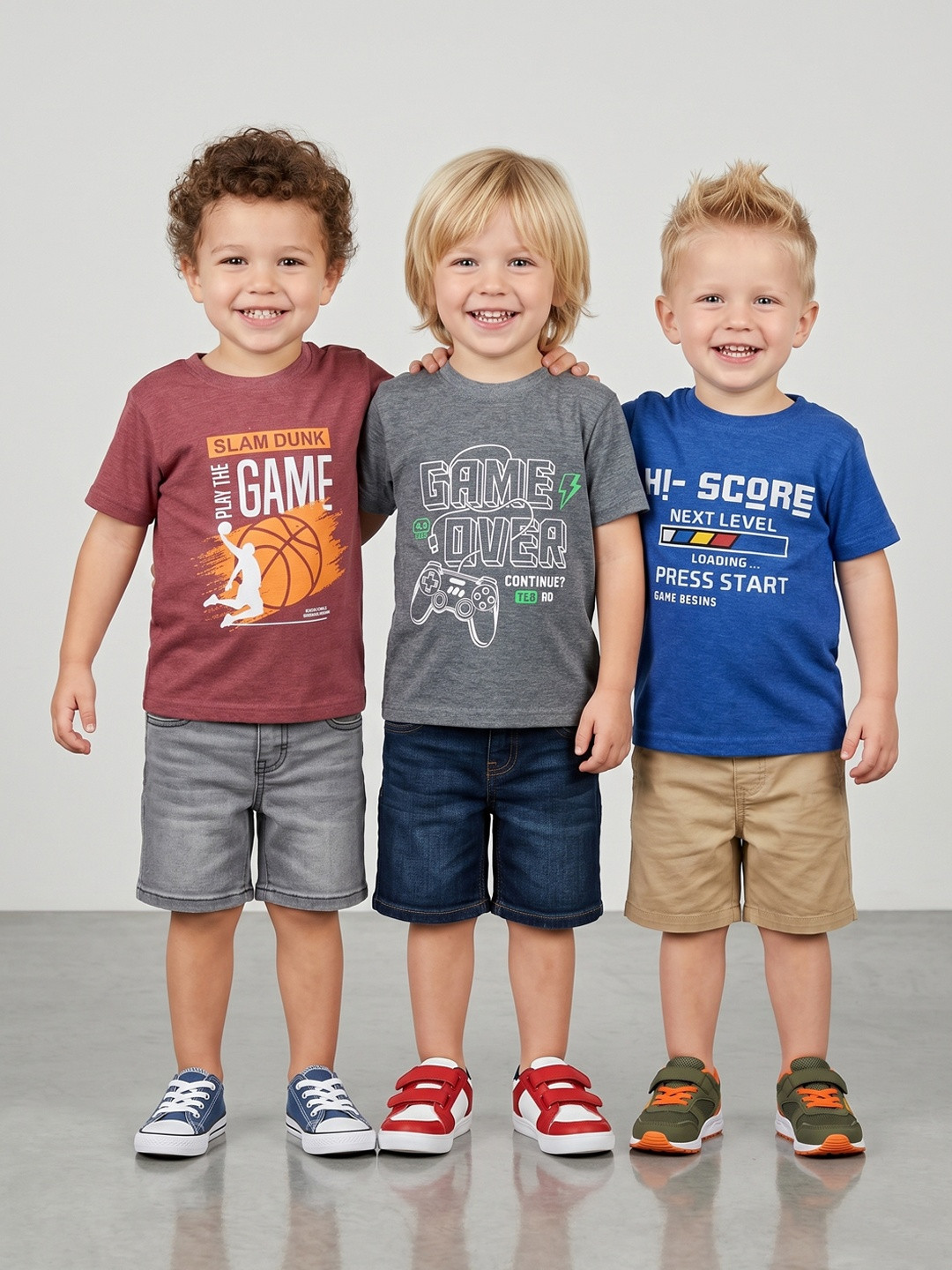 Here&Now X Game Begins Boys Set of 3 Assorted Printed T-shirts