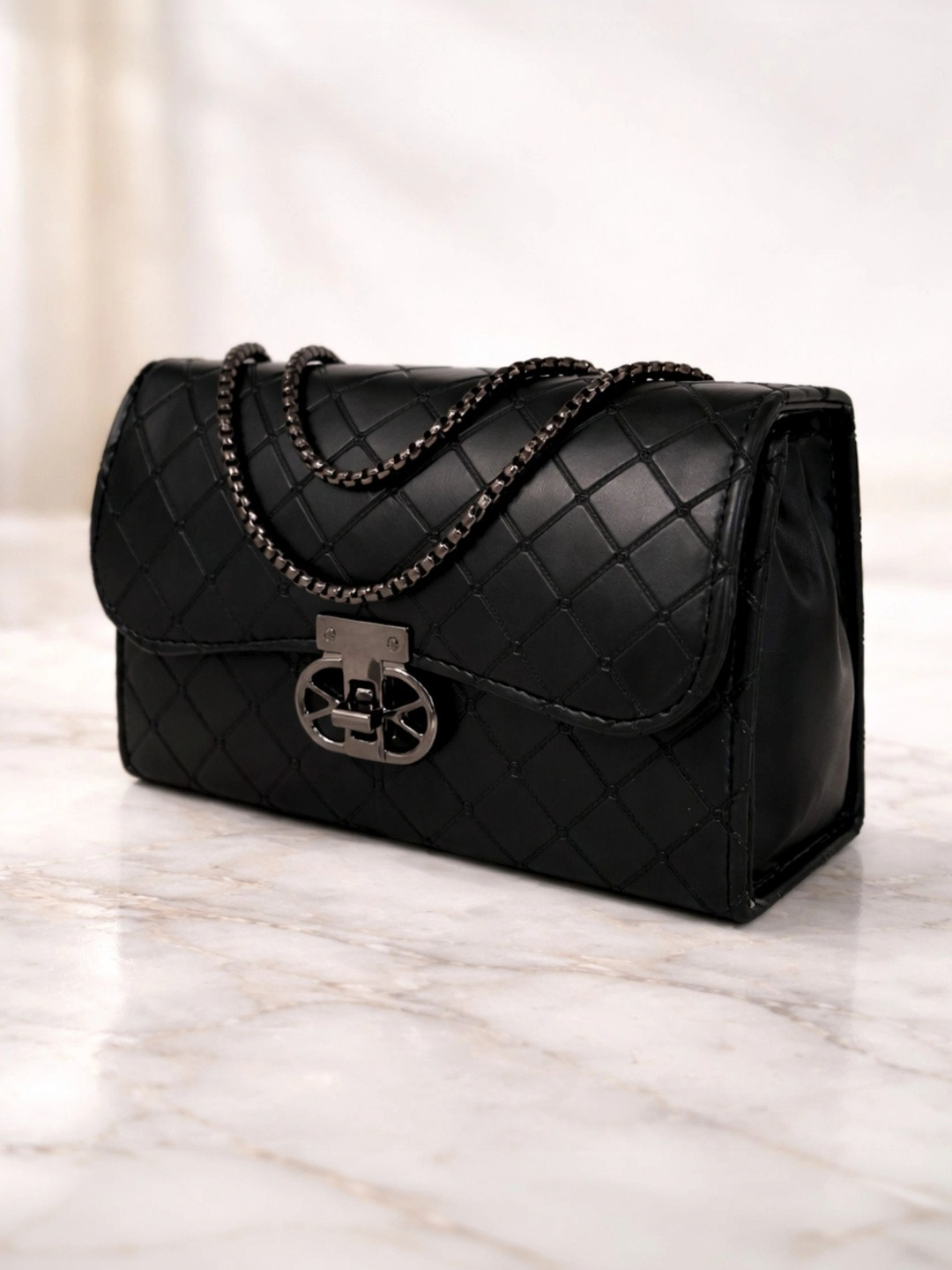 Zufisha Geometric Textured Structured Shoulder Bag