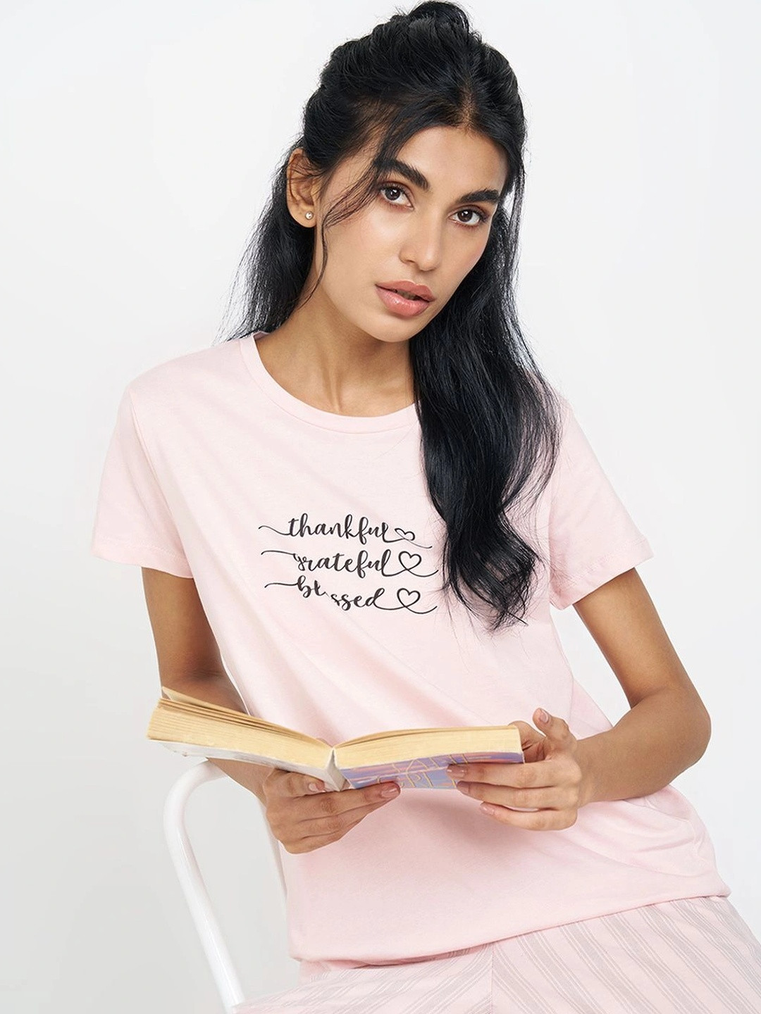 Dreamz by Pantaloons Printed Cotton Round Neck Lounge Tshirts