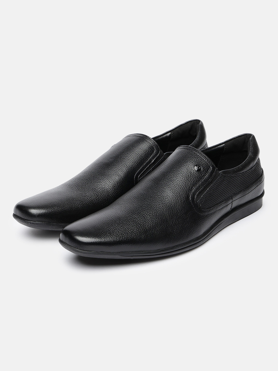 Van Heusen Men Textured Leather Pointed Toe Formal Slip-On Shoes