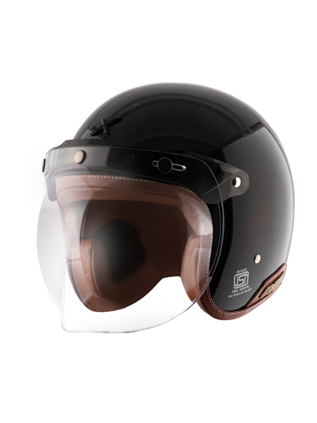 Axor Retro Jet Leather Black Helmet-M