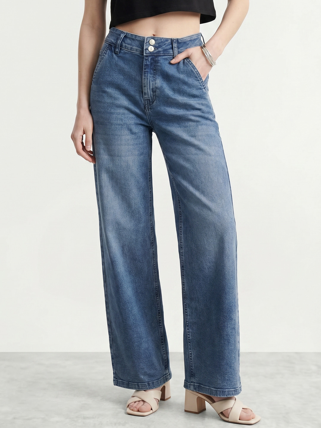 Mast & Harbour Women Baggy Stretchable Jeans