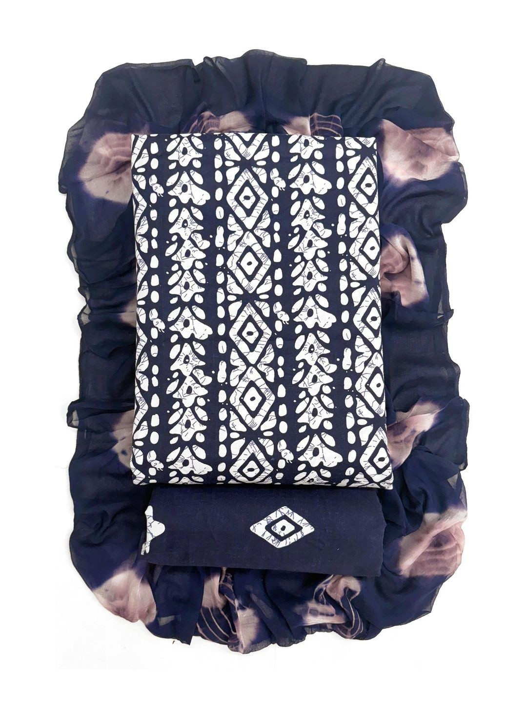 FashionsEye Geometric Dyed Unstitched Dress Material