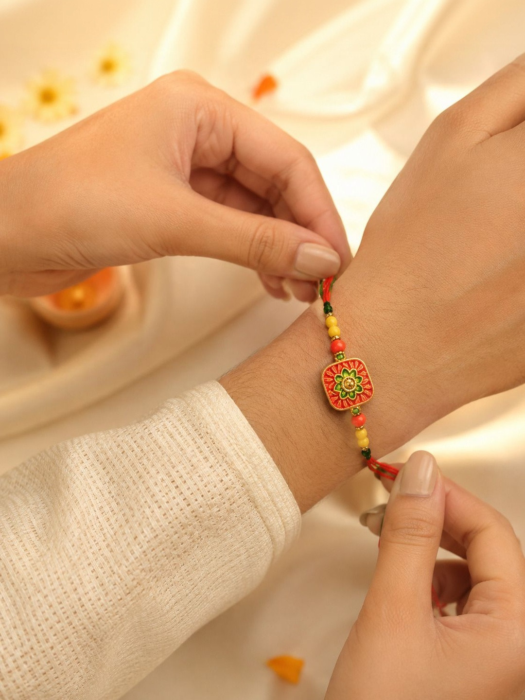 Meenakari Kundan Traditional Handmade Rakhi for Brother