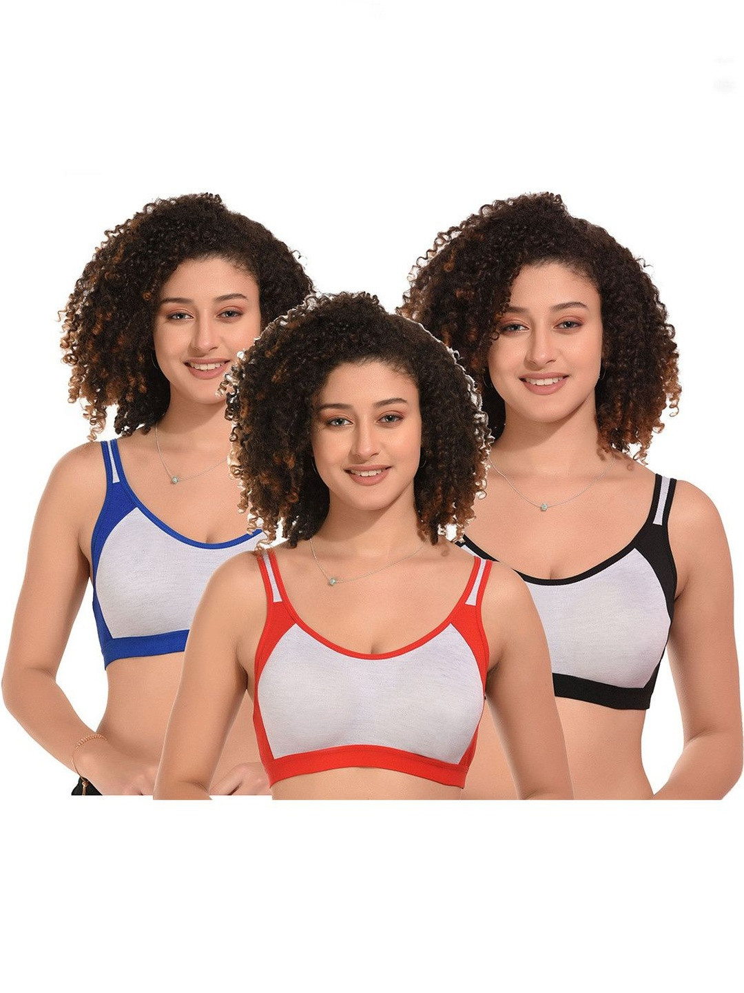 Kinza soft. Women Pack of 3 Colourblocked Full Coverage Underwired Everyday Bra