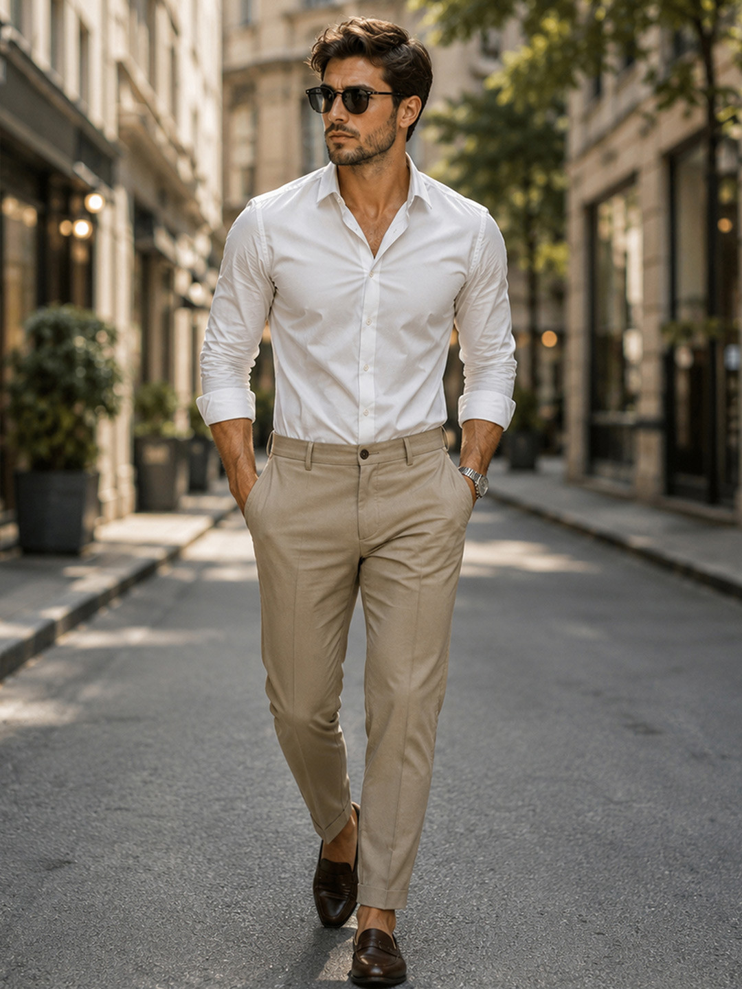 Bigreams Men Twill Pure Cotton Shirt and 4- Way Stretchable Trousers Clothing Fabric