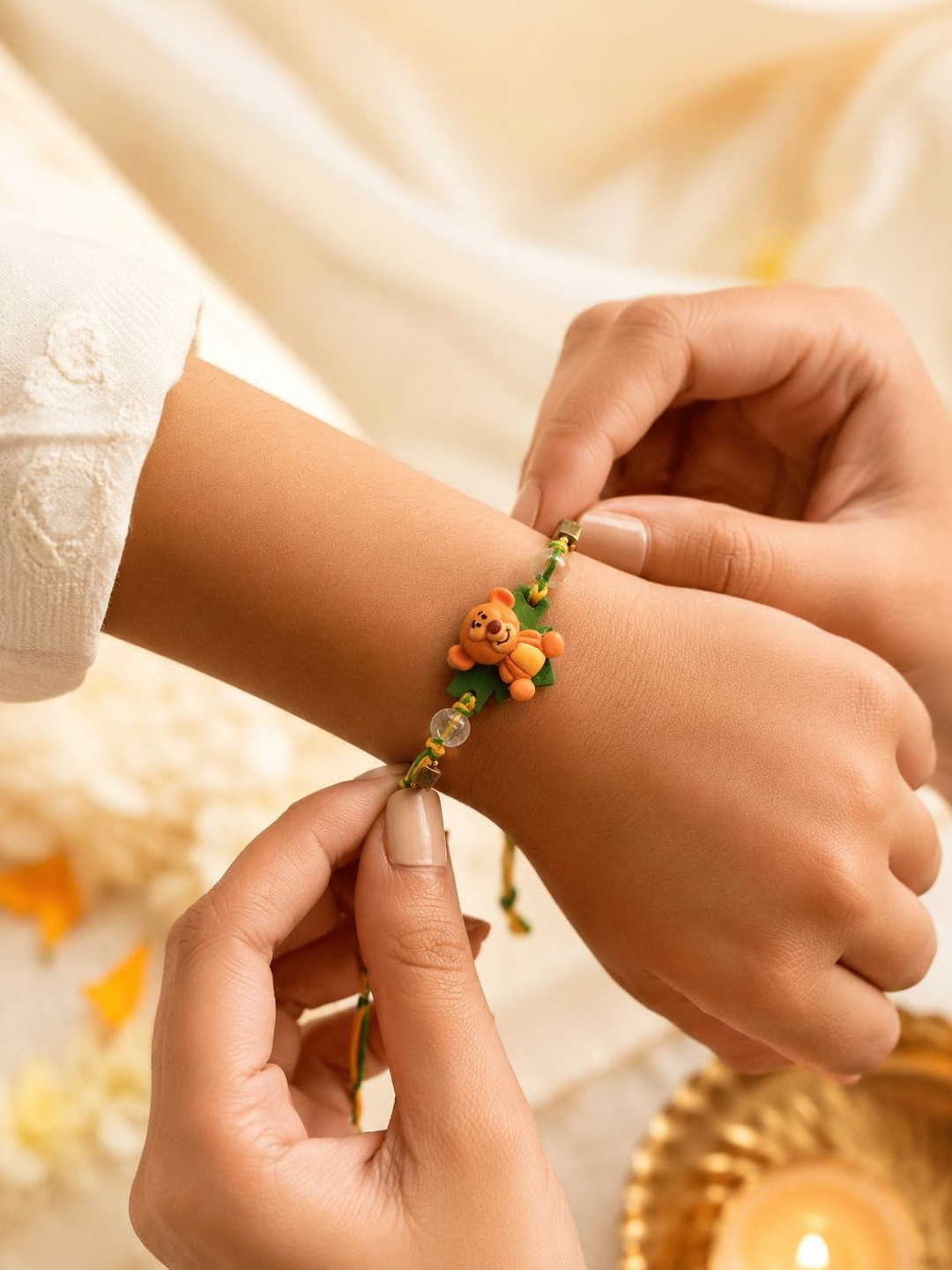 Cute Monkey Accent Rakhi for Kids Contemporary Handmade Rakhi for Kids and Brother
