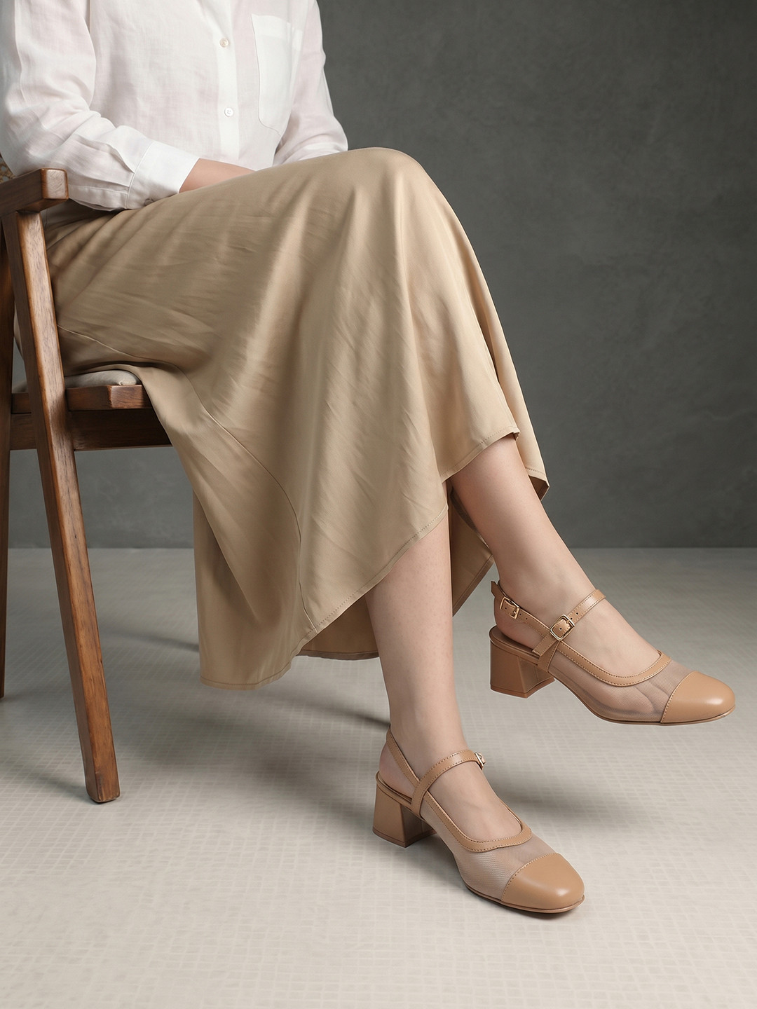 Kenneth Cole Leather Block Heeled Mules