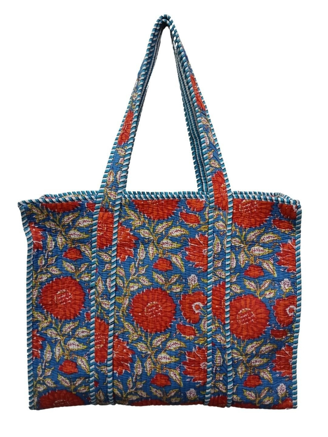 DORAYA Floral Printed Oversized Shopper Tote Bag with Quilted