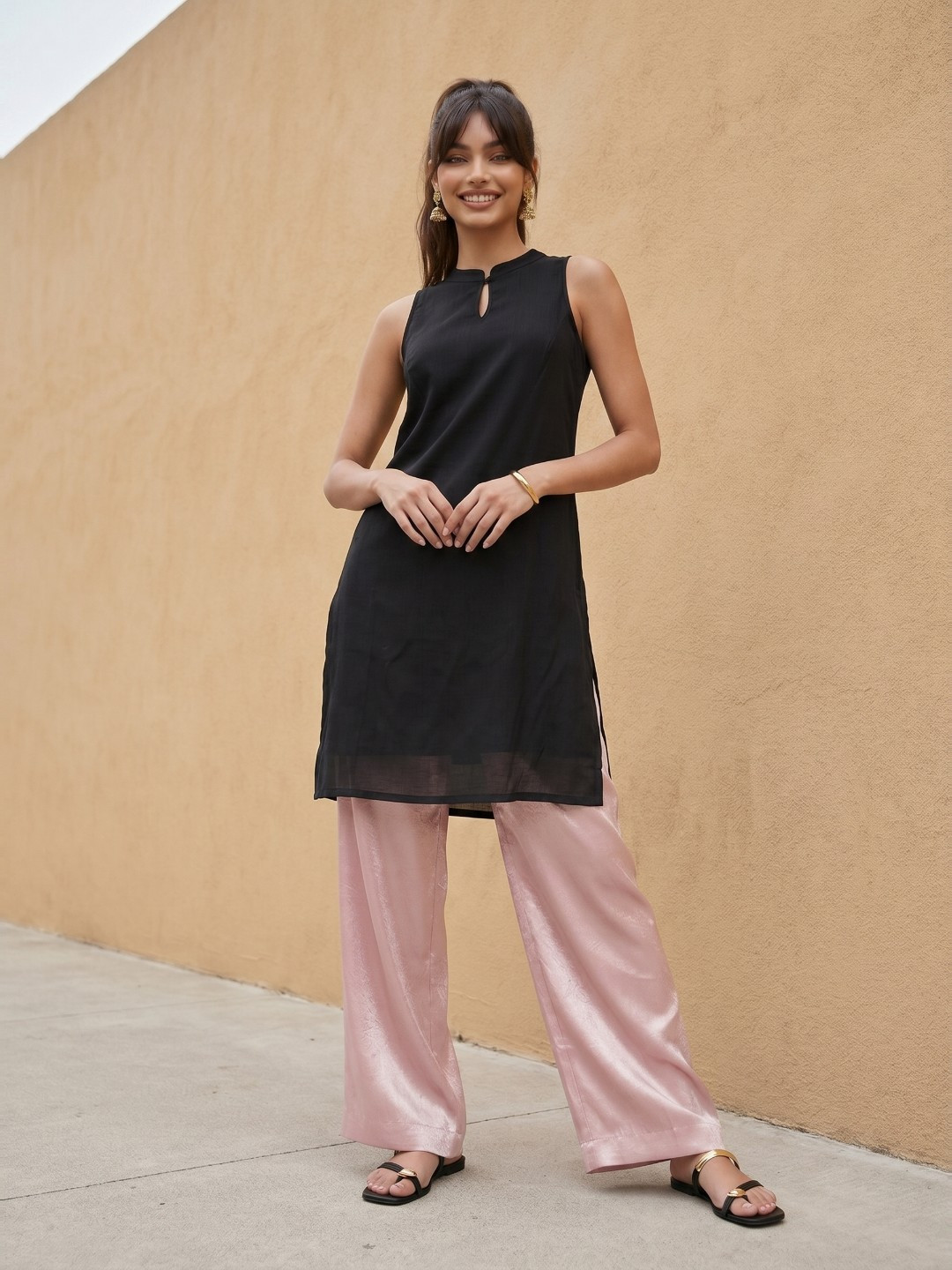 fusion by glitchez Band Collar Straight Kurta