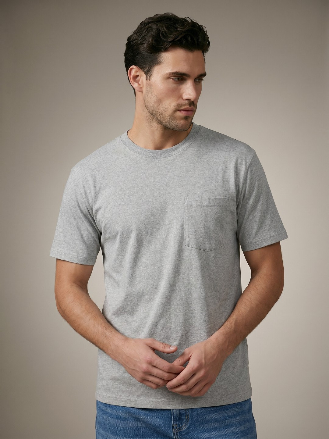 glitchez Round Neck Knitted Relaxed Fit T-shirt