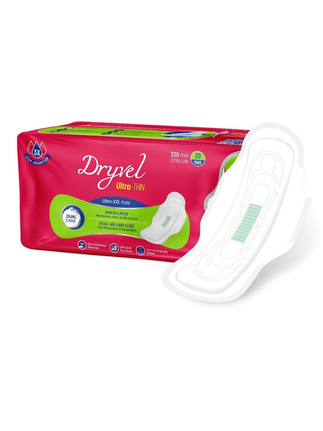Dryvel Ultra Long lasting Protection Sanitary Pads With Wider Wings XXL- 30 Pcs