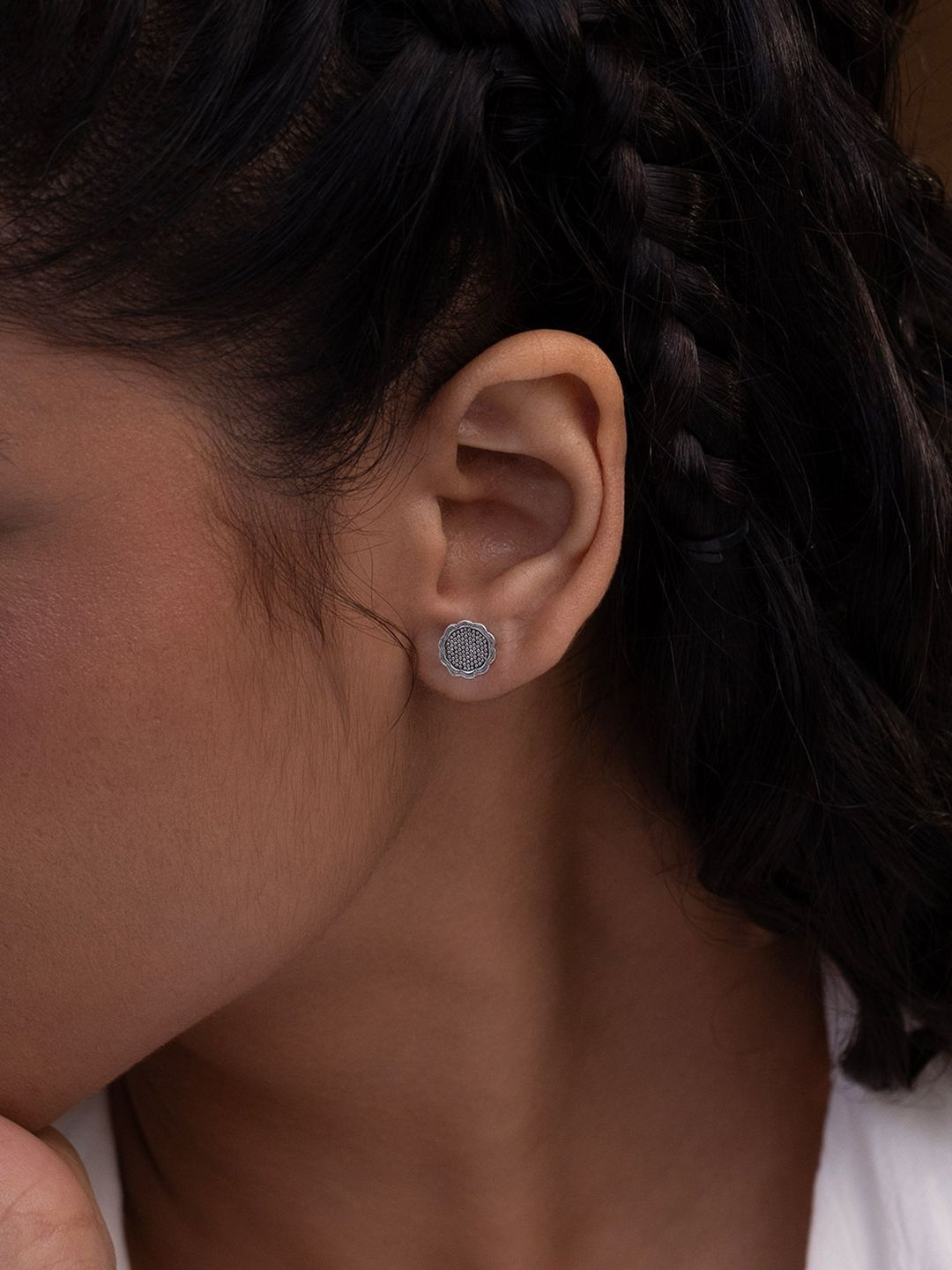 SHAYA Contemporary Studs Silver Earrings