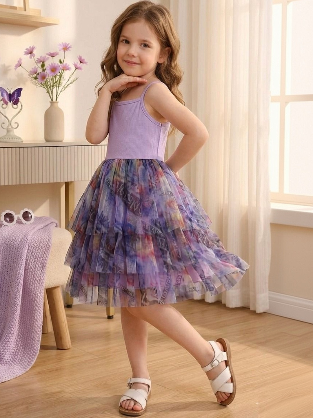 BAESD Print Ruffled A-Line Dress