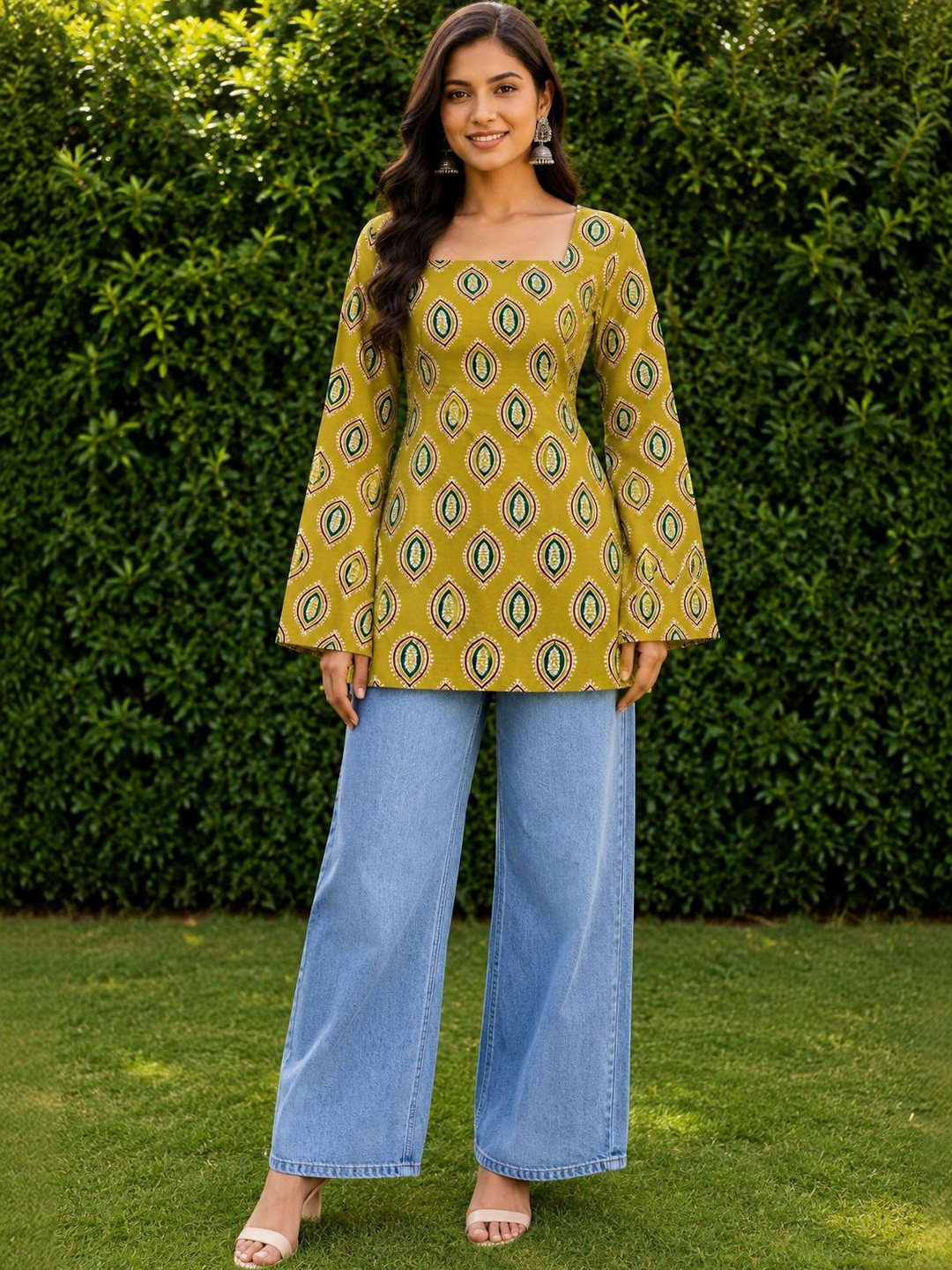 JAIMINI Women Ethnic Motifs Printed Flared Sleeves Kurta