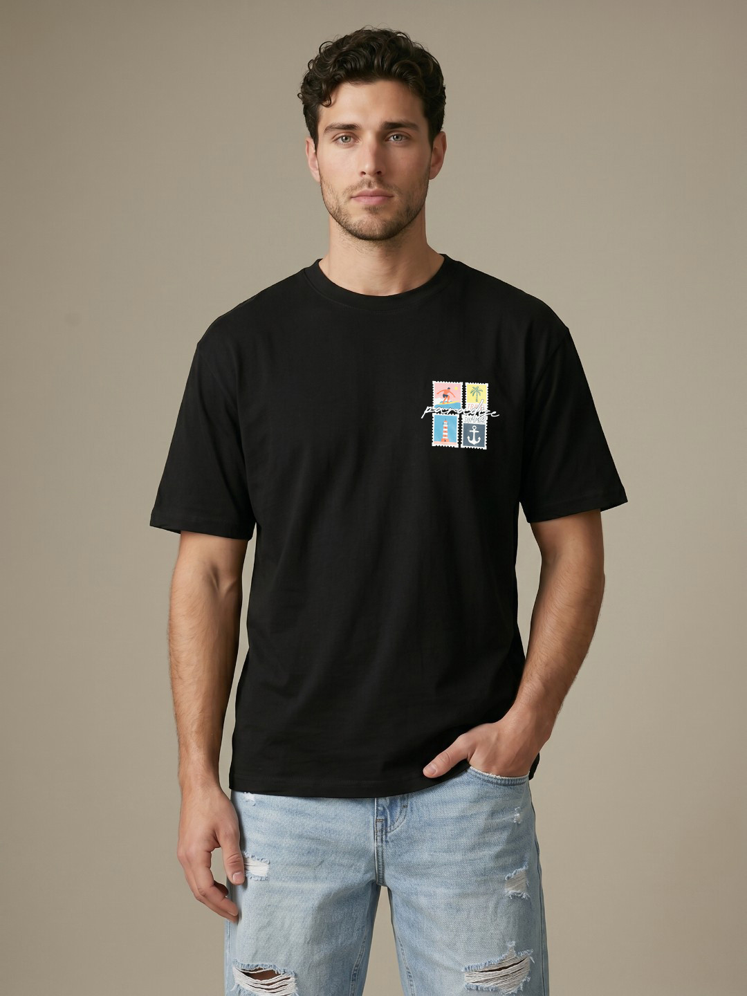 Graphic Printed Relaxed Fit Round Neck Tshirt