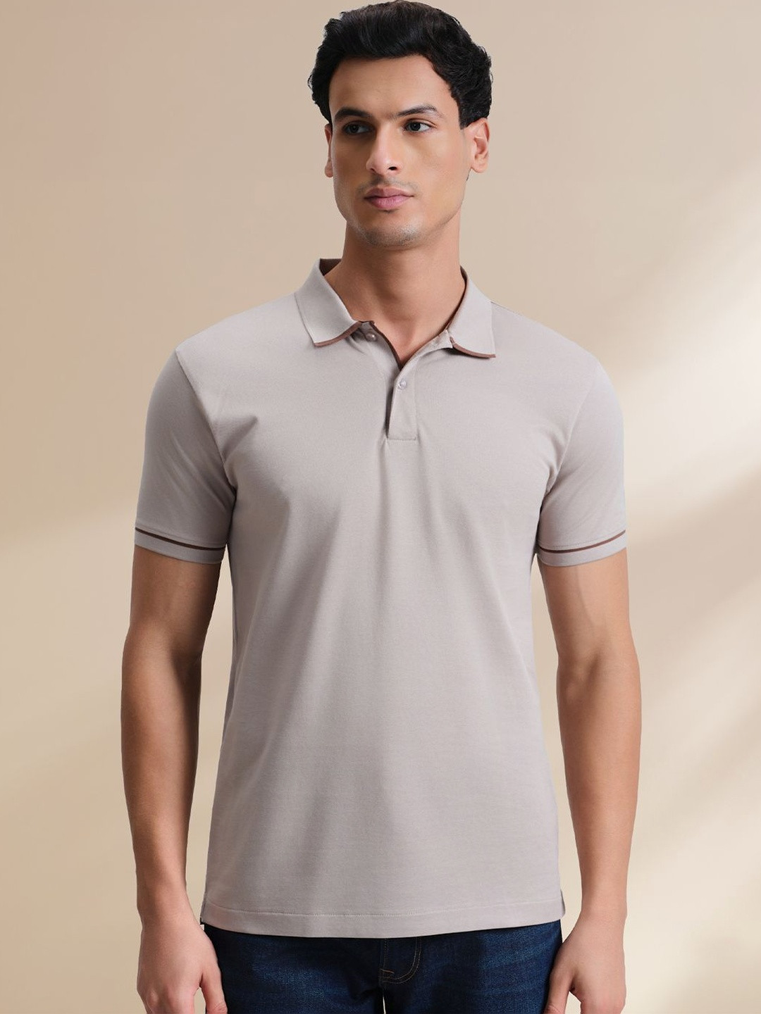 XYXX Men Solid Polo Collar Cotton T-shirt