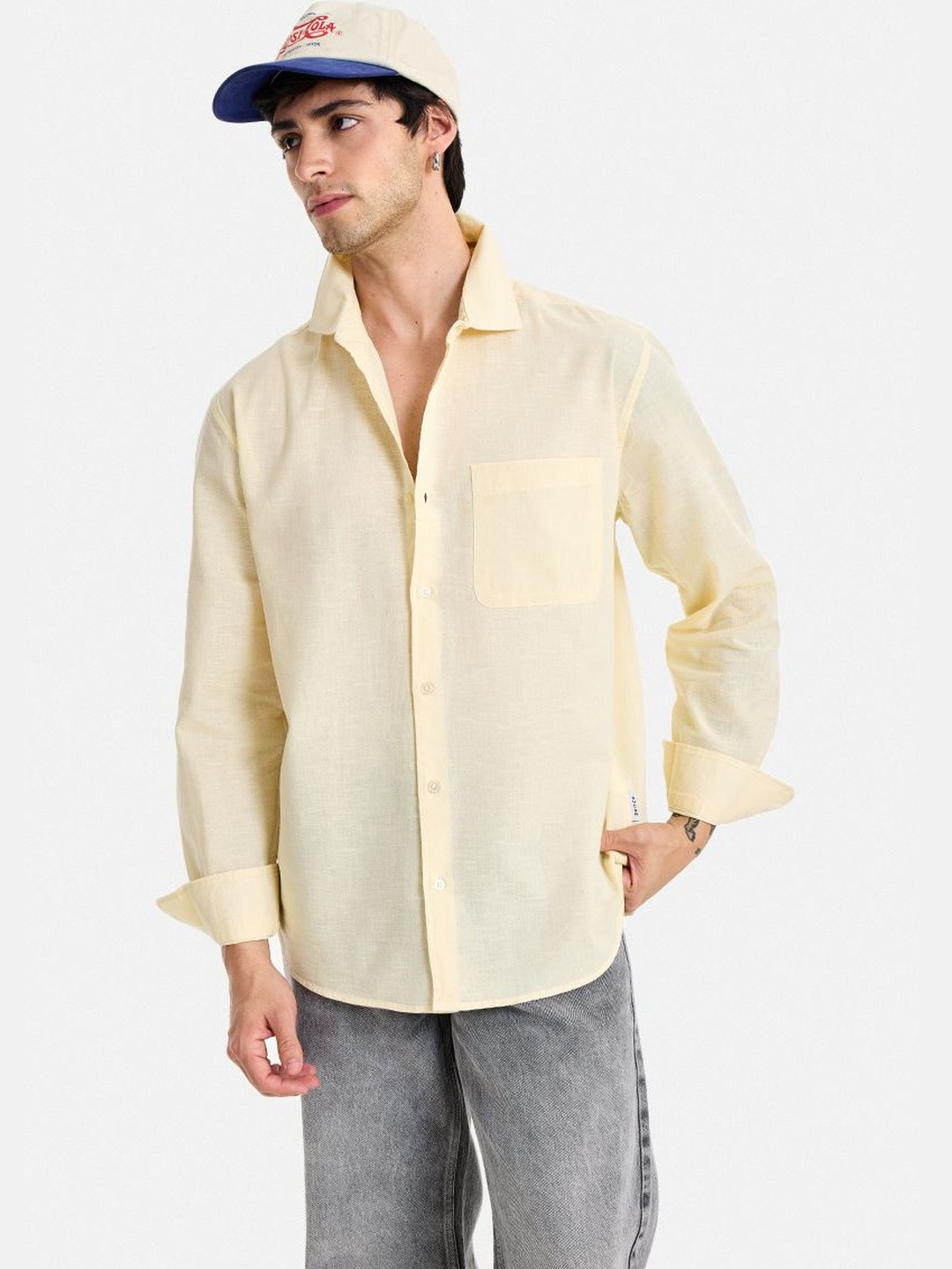 Snitch Light Yellow Textured Shirt