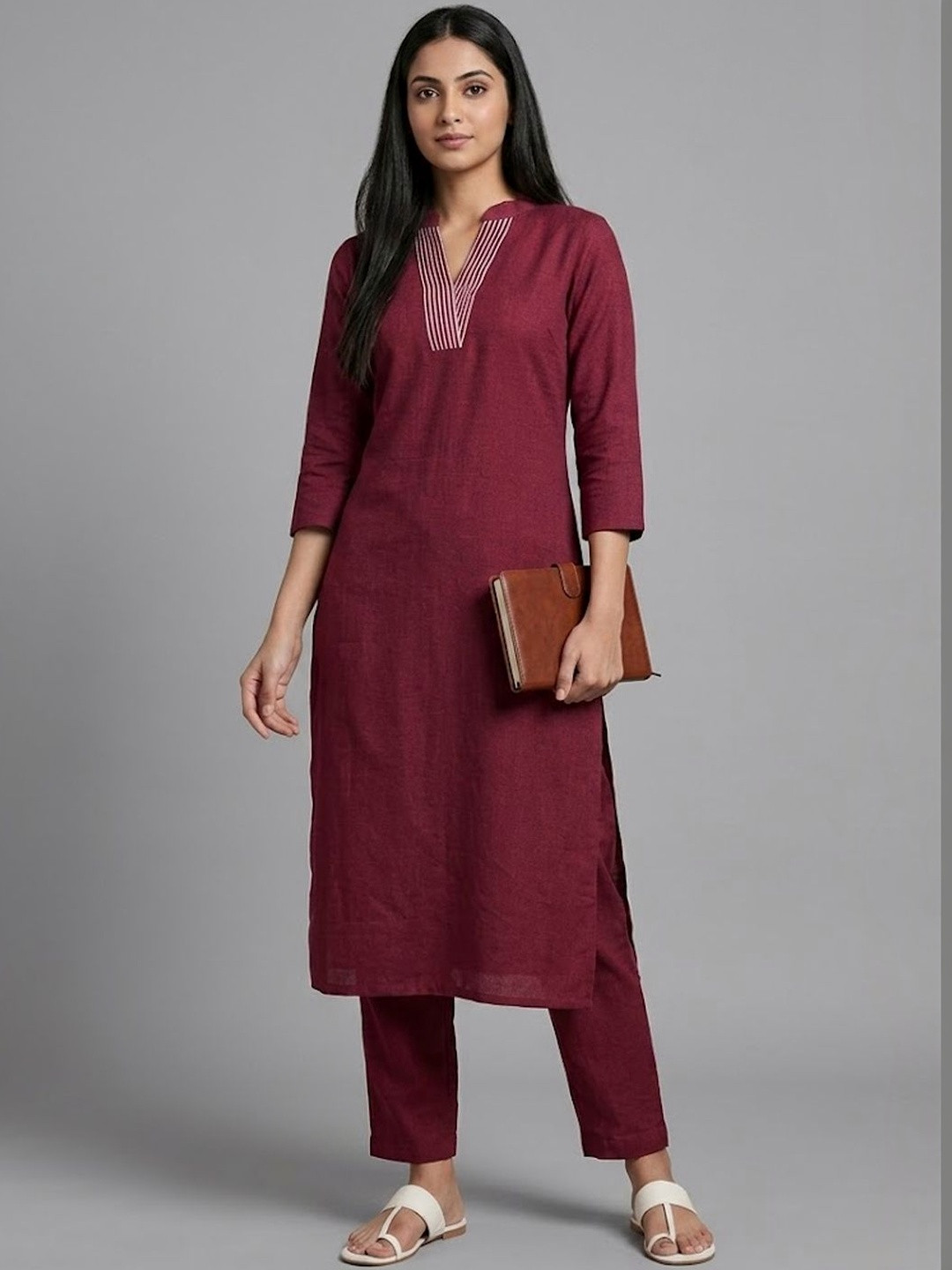 Navibhu Structured Workwear Women Regular Kurta with Trousers