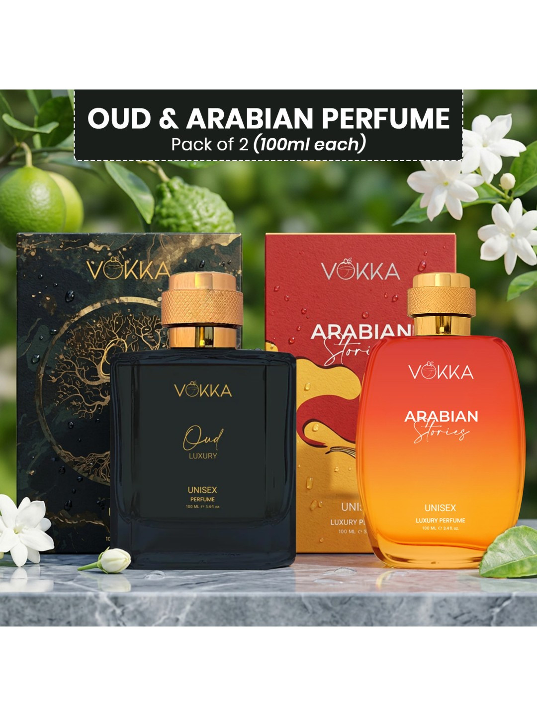 VOKKA Set Of 2 Oud & Arabian Stories Long-Lasting Perfumes - 100 ml Each